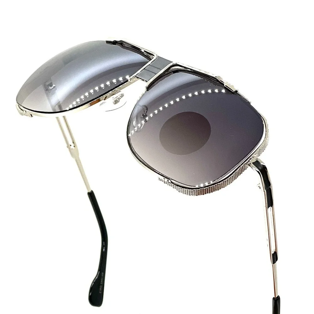 Sunglasses Silver Frame Black Lens Street Wear Thick Frame Hip Hop Shades Square